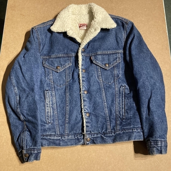 Vintage 70s Levi’s Made in USA Sherpa Lined Denim Trucker Jean Jacket Men's 38 R - Picture 1 of 7